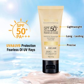 Tinted Sunscreen Spf 50 - Face Sun Cream Spf 50 For Daily Makeup & Sun Protection - Bronze Factor 50 Face Cream - Against UV Rays, Sheer To Medium Coverage, Lightweight And Oil-Free