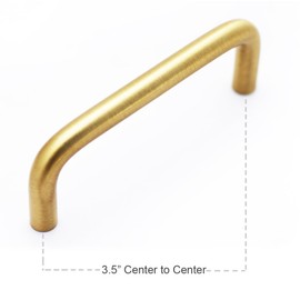 Satin Brass Cabinet Hardware Wire Handle Pull - 3 1/2" Inches Hole Centers