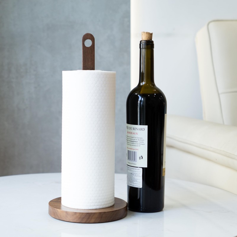 Kihomi Wooden Paper Towel Holder - Walnut Suction Cup Hand