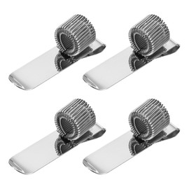 PATIKIL 4Pcs Pen Holder Clips, Metal Pen Clip Holder Adjustable Loop Pen Pencil Organizer with Single Spring Loop for Notebook, Clipboard, Silver Tone