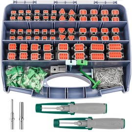 JRready DW1006 Deutsch Connector Kit IP68 Waterproof - 440PCS 2 3 4 6 8 12 Pin DT Connectors with Size 16 Solid Contacts and New Pin Removal Tool for Car, Truck, Boat Wiring