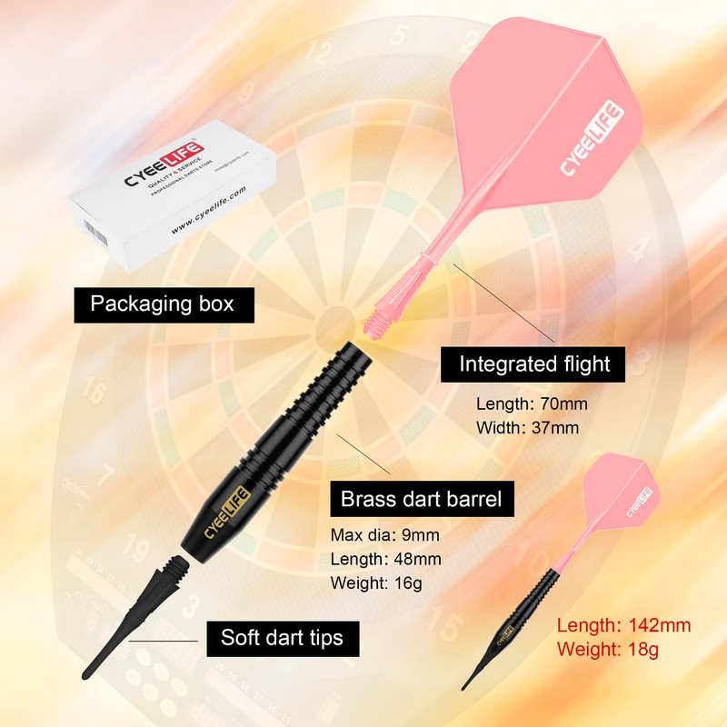CyeeLife 16g Pure Copper Soft Tip Dart Set Soft Tip
