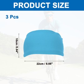 PATIKIL Sport Headbands for Men 7" x 4", 3 Pcs Running Sweat Bands Sweat Absorbing Head Band for Women Workout Basketball Yoga Gym, Light Blue