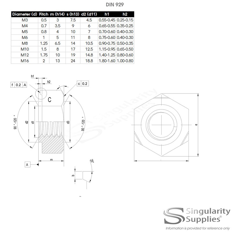 M12 (12mm) Weld Nut (Hex) - Stainless Steel (A2) (Pack