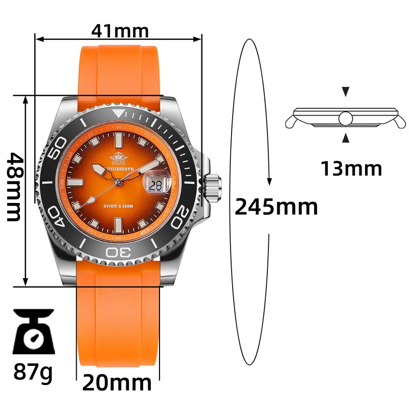ADDIESDIVE Diving Watch 200 m Quartz Watch Men's BGW9 Night