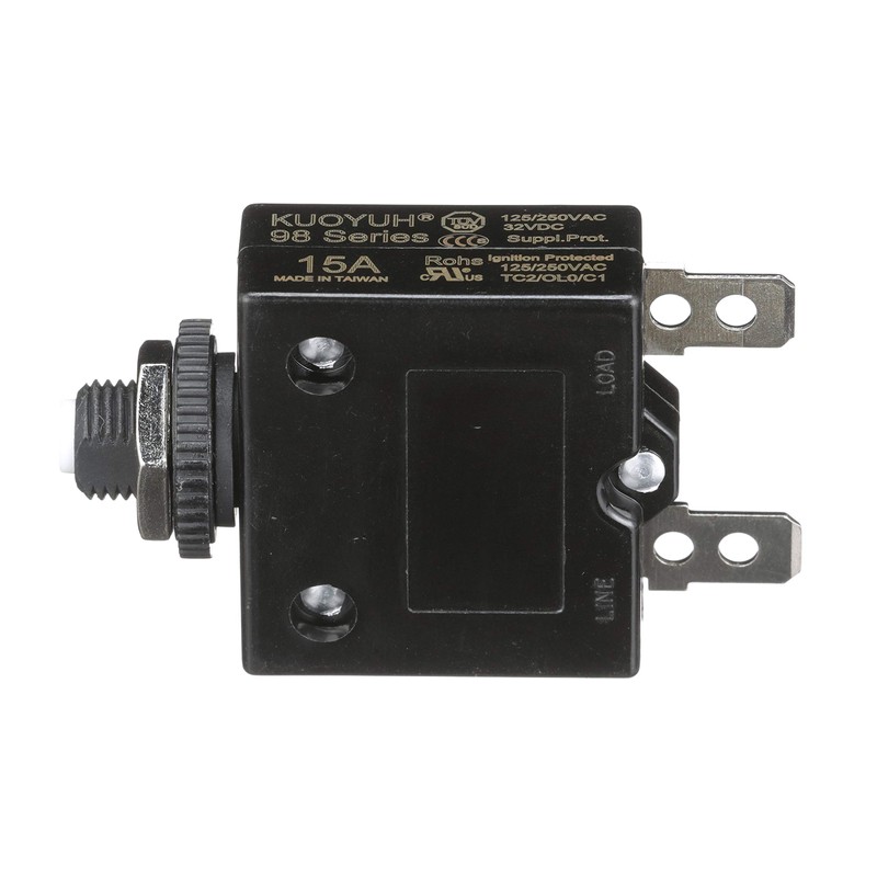 SEACHOICE 13131 Push Button Circuit Breaker 15A, Black