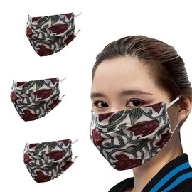 SHADOW DANCE UK 3 PCS Cotton Anti-dust Mouth Face mask Protect Cover Bandana Balaclavas, 2-Layer Unisex Reusable Fashion Washable Cover - Pack of 3, Red Flower