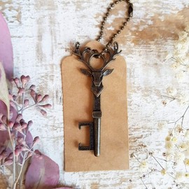 Vintage Copper Keyring Bottle Opener with Day - Wedding Favor, Party Gift Favor, Novelty Gift, Key to My Heart, Gift for Guests, for Him (Copper, Reindeer)