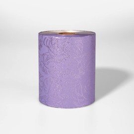 Extra Wide Hair Foil, Hairdressing Foil For Highlighting and Balayage, 12.7cm width hair foil roll with built in cutter. Embossed Foil with Lilac Leaf Design