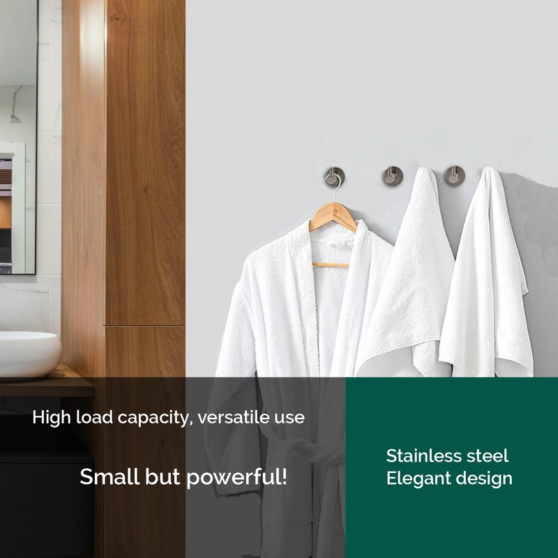 Kon-fort Home Towel Hook, 2 Pack Bathroom Hooks Brushed Steel,