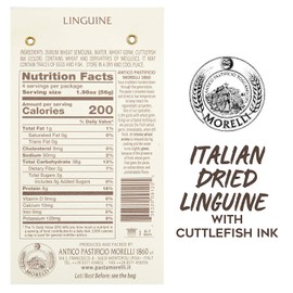 Morelli Squid Ink Pasta Linguine- Organic Italian Pasta - Black Pasta Noodles - Durum Wheat Semolina - Nero Di Seppia Made in Italy - 8.8oz / 250g (pack of 2)