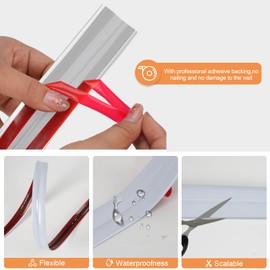 Wall Corner Protector Trim Molding, 16ft Peel and Stick Corner Trim Molding Self Adhesive Wall Corner Guard Edge Protector Trim Caulk Strip for Corner Ceiling Countertop (White, 0.8 in x 16 ft)