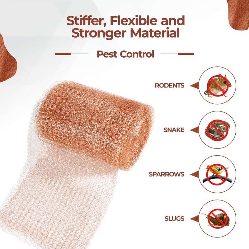 Californistan Copper Mesh Rodent Control, 5in x 36ft- Rustproof Copper