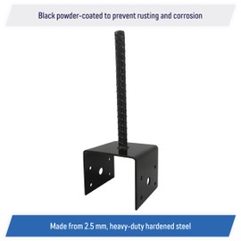 U Shaped 4x4 Deck Post Concrete Anchor Spike, Fence Post Base, Black Powder Coated (4 Pack)