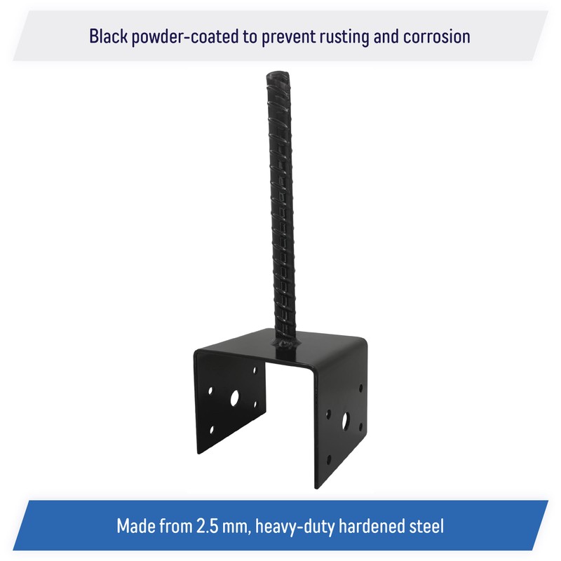 U Shaped 4x4 Deck Post Concrete Anchor Spike, Fence Post