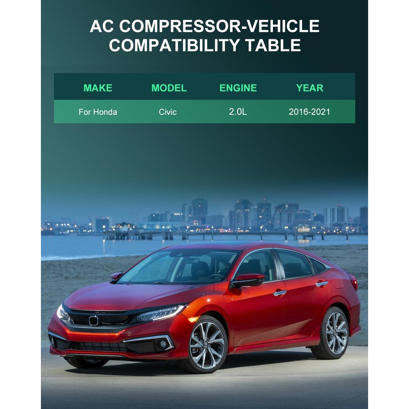 29272C AC Compressor Fit for 2016-2021 for Honda Civic 2.0L
