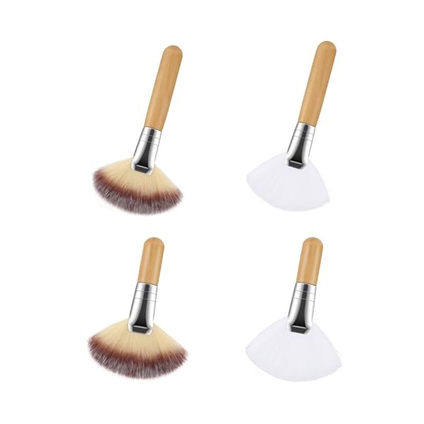 Lusofie 4Pcs Fluffy Facial Brushes Esthetician Fan Brushes Esthetician Short