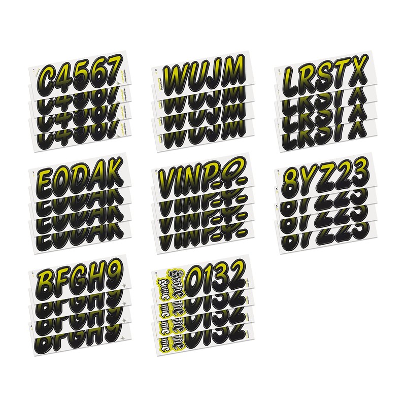 STIFFIE Whipline Jade/Black 3" Alpha-Numeric Registration Identification Numbers Stickers Decals