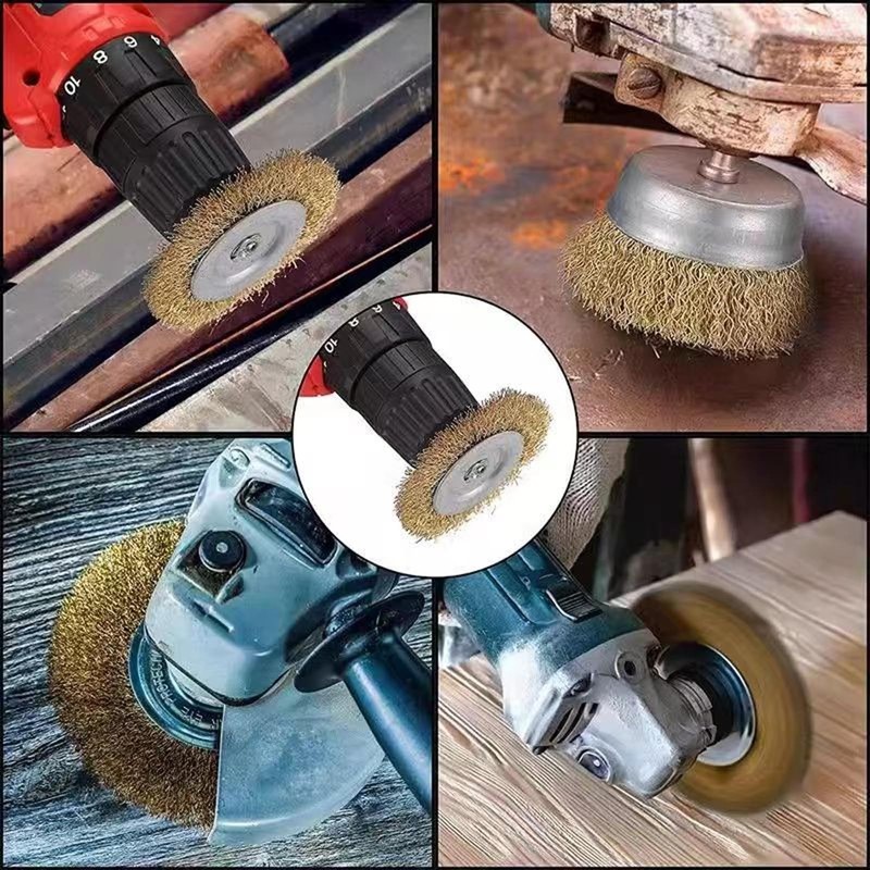 Wire Brush Drill, 12-Piece Steel Brush, Cordless Screwdriver, Brass Brush