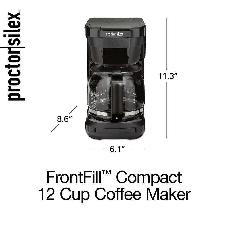 Proctor Silex FrontFill Drip Coffee Maker, 12 Cup Glass Carafe,
