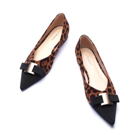C.Paravano Women's Flat Shoes Lace Bow Tie Elegant Ballet Shoes Lace Flat Shoes, Leopard Flats A2