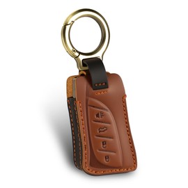 for Lexus Leather Key Fob Cover with Keychain,Leather Key Case Full Protector Compatible with ES LS LC UX NX RX GX TX LX (Brown)