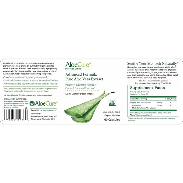 AloeCure Advanced Formula - Twice a Day Aloe Vera Capsule 60 capsules