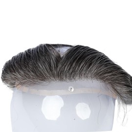 Amiable Men Forehead Hairline Toupee 100% Human Hair French Lace Frontal Hairpiece for men Natural Hairline V-Shape Replacement System Toupee for Men human hair #1B50