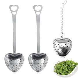 GXGM Pack of 3 Stainless Steel Tea Strainers Made of Stainless Steel, Tea Infuser for Loose Tea, Tea Strainer for Cup, Heart Shaped Tea Infuser, Tea Infuser, Tea Strainer for Loose Tea for Home, Tea
