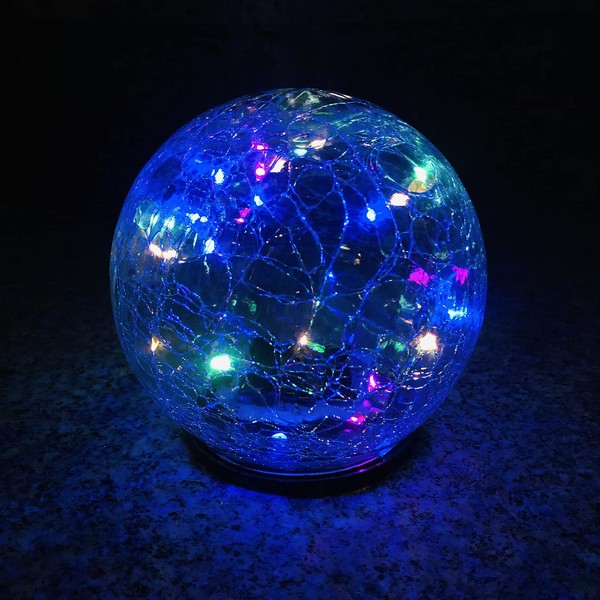 Sezrgiu Solar Crack Glass Ball Ground Lights Garden Grass Outdoor Spotlights Waterproof Night Lamp for Christmas Wedding (Large 12 * 11cm, Colorful)