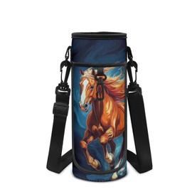 Howilath Kids Horse Water Bottle Carrier with Shoulder Strap & Phone Pocket Fit 32oz/40oz Water Bottle Holder Crossbody Purse Sling Bag