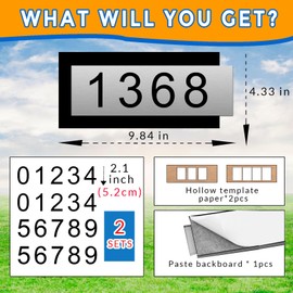 Hqvbvc Address Number for Home,Two Sets of Numbers (0-9),Civic Number Signs,Outdoor Address Plaques,Door Number Plate for House Apartment,Hotel,Mailbox,Apartment,Office,Classroom, Garden (SLIVER)