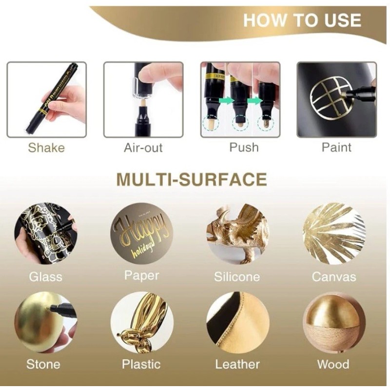 ZOET 2 SETS Liquid Gold Marker Paint Pens Outline/Fill Paper