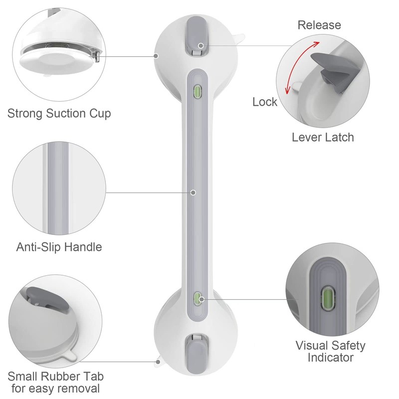 16 Inch Long Suction Grab Bar for Bathroom Indicator Light,