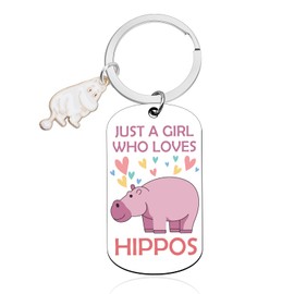 Hippo Gifts for Women Hippo Animal Keychain Hippopotamus Gift for Women Hippos Lover Gifts Sea Animal Gift Keychain Hippos Stocking Stuffers for Teen Girls Sisters Friends Christmas Birthday Present