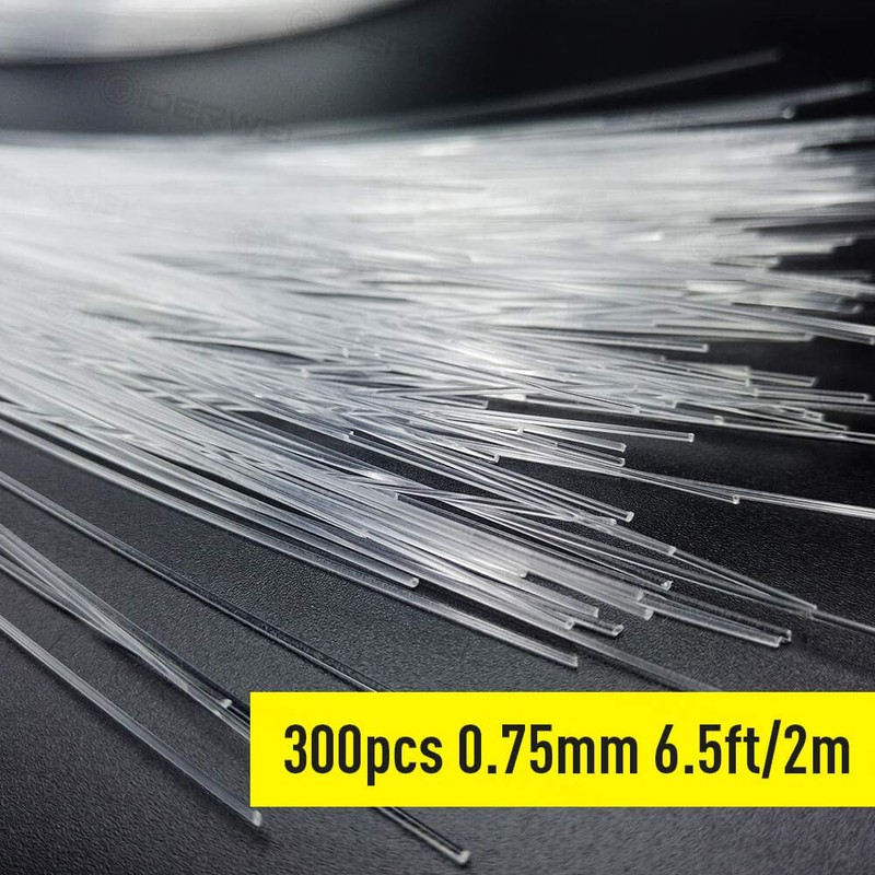GIDERWEL Fiber Optic Cable 6.5ft 300pcs 0.03in(0.75mm) Plastic End Glow