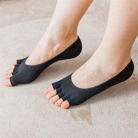 Angzhili Women's 5 Finger Foot Cover Socks, Open Finger Socks, Easy Walking, For Summer, No Toes, High Heel Socks, Shallow Mouth, Comfortable, Thin, Black