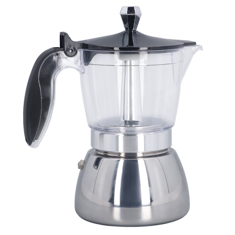 Stovetop Coffee Maker 6 Cup Moka Pot Clear ABS Top