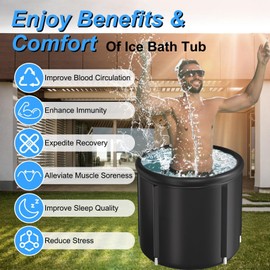 Zorpupoa Ice Bath Tub for Athletes, 97 Gallons Cold Plunge Tub Outdoor with Cover, Cold Ice Pod Tub for Cold Water Therapy Recovery, Portable Ice Bathtub for Adults at Home