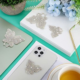 Frienda 8 piezas de calcomanías brillantes con mariposas para auto, calcomanías de cristal con strass para mujeres, calcomanías brillantes con maripos