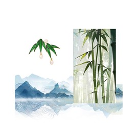 Elegant Bamboo Leaf Brooch Green Leaf Pearl Pendant Lapel Pin Brooch for Women Simple Pearl Bamboo Leaf Clothing Decoration Lapel Pins Jewelry