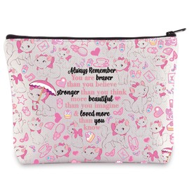 WZMPA - Bolsa de cosméticos para gatos Marie, regalo de los fans de Marie, You Are Braver Stronger Beautiful Than You Know Marie - Bolsa de maquillaje con cierre, Cat Marie, Bolsa de cosméticos