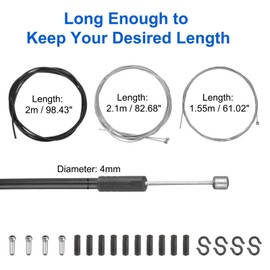 HARFINGTON Bicycle Shift Cable Housing Set Universal Bicycle Brake Gear Shifter Transmission Cable Cycling Shift Wire Housing Replacement Kit for Road Mountain Bicycle Cycling, Black