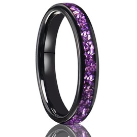 Concept Knight Tungsten Carbide Rings for Men and Women 8mm/4mm Men‘’s Engagement Wedding Bands Inlaid Purple Galaxy Opal Fashion and High Polish (4mm black and purple, 10)