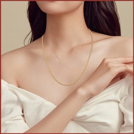 Jewlpire Solid 14K Over Gold Chain Necklace for Women, 2.5MM Link Necklace Chains Dainty Gold Chain for Women Trendy Jewelry Gifts for Women Her