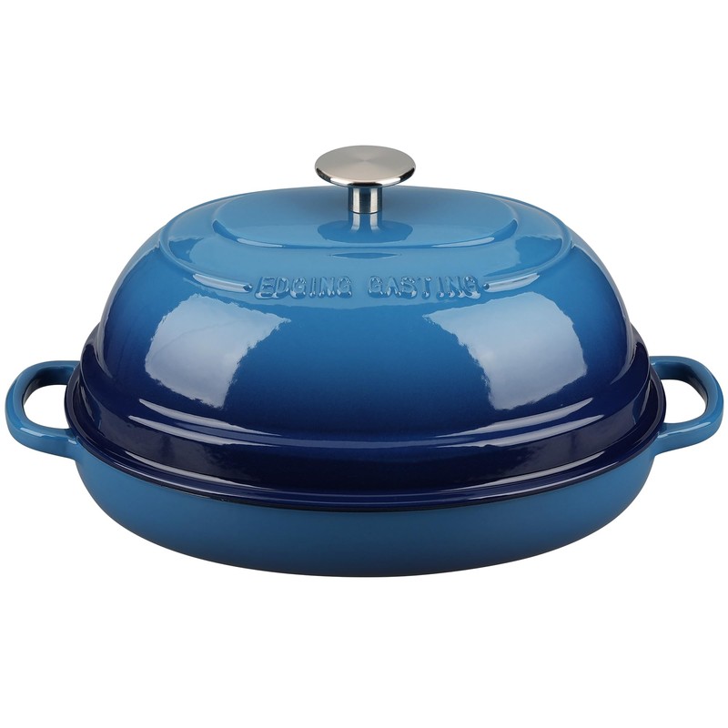 EDGING CASTING Enameled Oval Cast Iron Dutch Oven Pot with