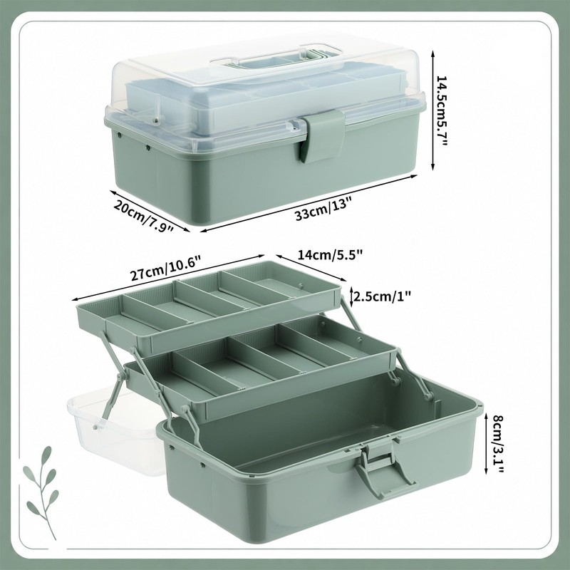 Haze Green IVF Medication Organizer Caddy 3-Layer Dividing Storage