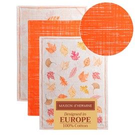 Maison d' Hermine Colors Of Autumn 100% Cotton Set of 3 Multi-Purpose Kitchen Towel Soft Absorbent Dish Towels Tea Towels Bar Towels Spring/Summer (50cm x 70cm)