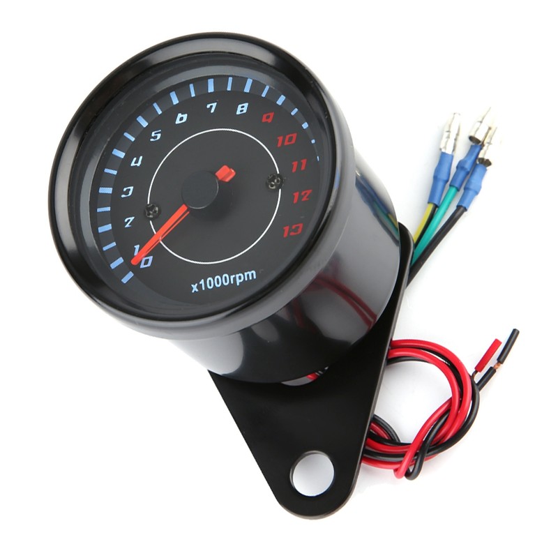 DC 12V Universal Motorcycle LED Backlight Tachometer Electronic Tach Meter