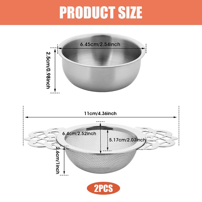 Pack of 2 tea strainers, tea strainer for loose tea,